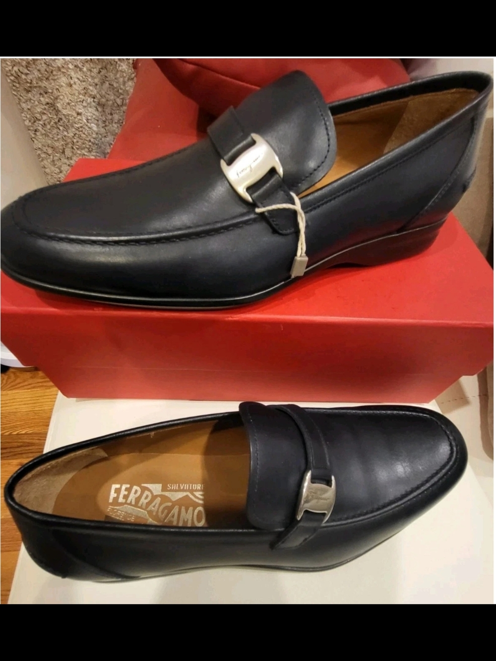 Salvatore Ferragamo "Tangeri 2" Blue Leather Slip On Loafers Size 6.5 2E NWB